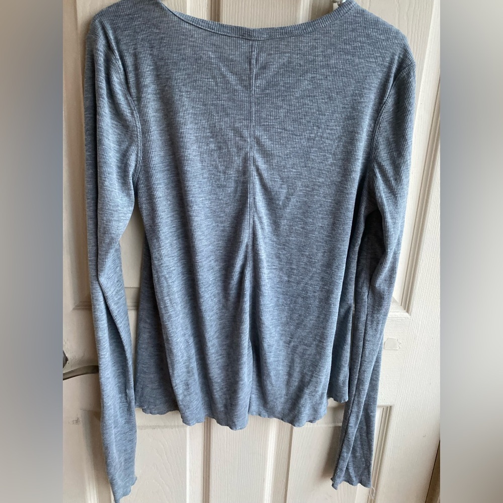 Free People Charcoal V-Neck Long Sleeve Blouse - Picture 6 of 6